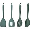 Hundredweat 4 Pezzi Mestoli in Silicone, Cucchiaio Utensili da Cucina,28 cm Mestolo Silicone Antiaderente per Mescolare,Cucina Spatola Cucchiaio,per Mescolare e Trasferire il Cibo (Verde Scuro)