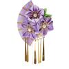 Kawaii-Story C-119-3 - Fermaglio a ventaglio Sakura in tessuto con fiori di ciliegio e nappe, per capelli giapponese, per geisha kimono