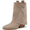 QUEEN HELENA Stivaletti Camperos a Gambale Largo Stivali Bassi a Punta Texani Donna X31-108 (Khaki, Sistema Taglie Calzature EU, Adulto, Donna, Numero, Media, 37)