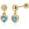Meissa Orecchini Meissa Cuore con Vite, Argento Sterling 925 con Pietra Portafortuna, Pendenti Ipoallergenici per Cartilagine