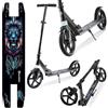 HyperMotion Monopattino a due ruote per adolescenti e adulti, con ammortizzatore, fino a 100 kg, manubrio regolabile 85-95 cm, ponte antiscivolo, stabile, cuscinetti ABEC-7, pieghevole, leone digitale