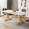 Tribesigns Tavolo da pranzo da 4 a 6, 160 x 80 cm, moderno tavolo da cucina con piano in finto marmo e eleganti gambe in metallo, grandi tavoli da pranzo per sala da pranzo, cucina, bianco e oro