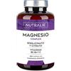 NUTRALIE Magnesio Completo - Magnesio Citrato + Magnesio Bisglicinato 2145mg - Anti stress e Fatica - Integratore Magnesio con Vitamine B5, B6 e C Calcio | 120 Capsule Vegane Nutralie