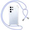 Pnakqil Cover per Samsung Galaxy S25 Ultra con Cordino, Trasparente Custodia con Laccio Tracolla Cellulare Girocollo Collana Protettiva per Samsung S25 Ultra 6.8, Viola