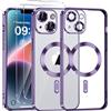 Phoona Protettore Placcatura iPhone 14 6,1 Pollici, Obiettivo Fotocamera, 2 × Vetro Temperato, MagSafe Ricarica Wireless, Protezione Militare, Viola