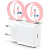 QZIIW Caricatore Per iPhone, adattatore veloce del caricabatterie 20W PD USB C Wall con 1M e 2M di tipo C per fulmine via cavo Lightning compatibile per iPhone 14 13 12 11 Pro Max XR XS X,iPad