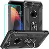 Yiakeng Cover per iPhone 8 Plus, Cover per iPhone 7 Plus Con Proteggi Schermo, Custodia Slim Silicone Bumper Antiurto Telefono Case con Kickstand per Apple iPhone 8 Plus/7 Plus (Nero)
