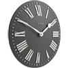 Jones Clocks® Strand Orologio a parete | Orologio convesso classico moderno | 30cm | Grigio scuro | Numeri romani | Ideale per cucina, soggiorno, ufficio o camera da letto