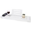 Deep Calm Vassoio da Bagno - Bambù, Regolabile, Si Adatta Alla Maggior Parte Delle Vasche da Bagno - Accessorio da Bagno di Lusso per Contenere Libro, iPad, Telefono, Bicchiere, Candela (Bianco)