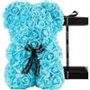 DuHouse Rose Bear Rose Teddy Bear Flower Gift Black Box per San Valentino Anniversario Festa della Mamma Natale, Compleanni Bridal Showers Completamente realizzato a mano 25,4 cm (Celeste)