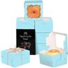 Gcardist Licht Blau Bäckerei Boxen con Finestra 15 Pezzi 10,1 x 10,1 x 6,3 cm Mini Scatola per Macarons e Donut Boxen per Feste (10,2 x 10,2 x 6,3 cm)
