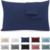 Poligino Federe Cuscini Letto Matrimoniale 50x80cm, Set 2 Federe Oeko-TEX in Premium Microfibra 110GSM con Invisibile Cerniera, Morbida e Traspirante, Ipoallergenica - Blu