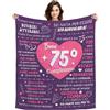 ACAROMAY 75 Anni Compleanno Donna Coperta Regalo per il 75° Compleanno Amica/Mamma/Nonna/Moglie Idee Regalo 75° Compleanno Coperta Ispiratore Divano Letto Singolo Coperta 130 x 150cm (75 Anni-Lei)