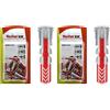 Fischer 537619 Tassello Duopower, Grigio/Rosso, 8 x 40 mm, Set di 32 Pezzi