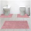 Generico Susanna Home - Set 3 Tappeti da Bagno in Microfibra Shaggy Antiscivolo, Tappeto Rettangolare, Giro Water e Giro Bidet, Super Assorbente, Morbido e Lavabile - Disponibile in Diversi Colori (ROSA)
