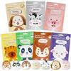 TaimeiMao 7 Pezzi Maschere Viso Bambina, Maschera Viso Animali, Maschera Viso Antirughe, Maschere Viso in Tessuto, per Azione Idratante, Detergente, Set Skin Care Ragazza