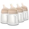 Suavinex, confezione 4 biberon anticolica Zero Zero, tettina a flusso adattabile (A) in silicone, +0 mesi e Neonati, ideale per allattamento al seno, latte materno, latte artificiale, 180 ml, Light