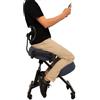 BLACK POINT O'KNEEL - Sedia ergonomica per ginocchia con schienale | Seduta in ginocchio regolabile per ufficio e casa, postura destra e confortevole, fodera in lino grigio/blu inclusa