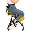BLACK POINT O'KNEEL - Sedia ergonomica per ginocchia con schienale | Seduta in ginocchio regolabile per ufficio e casa, postura destra e confortevole, fodera in lino grigio-verde inclusa