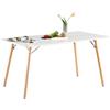 H.J WeDoo Tavolo da pranzo rettangolare in legno di faggio per 4-6 sedie, tavolo da pranzo con gamba in legno MDF bianco, 140 x 80 cm (solo tavolo)