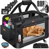 LOVPET® Trasportino per Cani - Box per Cani Pieghevole incl. Borsa per Il Trasporto e Ciotola - Cani e Gatti - casetta per Il Trasporto di Animali Domestici, Nero, XL