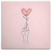 A.S. Création WTD DD132693 - Stampa su tela Oneliner, motivo: cuori con mano, colore: rosa, nero, 50 x 50 cm