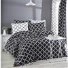 Nuit Des Rêves Ranforce - Set di copertine per trapunta singola, 100% cotone, 135 x 200 cm e federa 80 x 80 cm, lavabile in lavatrice, 140 thread Count, nero e bianco