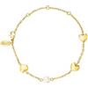 Breil, Collezione Kilos of Love, Bracciale da Donna in Acciaio Lucido, Cuori e Perla Naturale d'Acqua Dolce, Chiusura a Moschettone Regolabile