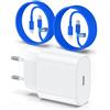 QZIIW Caricatore Per iPhone, adattatore veloce del caricabatterie 20W PD USB C Wall con 1M e 2M di tipo C per fulmine via cavo Lightning compatibile per iPhone 14 13 12 11 Pro Max XR XS X,iPad