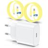 QZIIW Caricatore Per iPhone, adattatore veloce del caricabatterie 20W PD USB C Wall con 1M e 2M di tipo C per fulmine via cavo Lightning compatibile per iPhone 14 13 12 11 Pro Max XR XS X,iPad