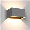 Kingwei Lampada da parete a LED da 20 W, per interni, con fascio di luce regolabile su e giù, luce bianca calda, 3000 K, impermeabile, IP65, lampada da parete per esterni (grigio)