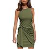 AMDOLE Vestito casual swing girocollo aderente estivo mini casual senza maniche donna abito camicia abito, Verde, M