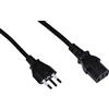 LINK LKIT10 - Cavo di alimentazione con spina italiana tripolare 10A CEI 23-50 e presa IEC 320 C13 (1 metro, nero) - Conduttore 0,75 mm² H05 VV-F3G - Superficie di contatto nichelata