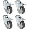 Amig - Pack da 4 ruote con freno - Ø 100 x 27 mm - Ruote girevoli con piastra in acciaio inox con foro - Portata massima 90 kg - Per spostare mobili pesanti - Nucleo in polipropilene - Gomma nera