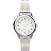 Timex Orologio da donna Easy Reader da 25 mm, cinturino elastico in acciaio inossidabile bicolore, quadrante bianco, cassa color argento TW2W52500