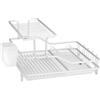 Wintem Scolapiatti a 2 Livelli Alluminio Antiruggine 55,5x35x27,3cm Bianco - Include Portabicchieri sul Lato del Livello Superiore, Piedini Antiscivolo, Accessori Rimovibili e Divisore