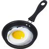 Chanhan Mini padella antiaderente, portatile, per uova in camicia, piccola cucina nera (12 cm)