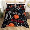 Loussiesd Set di biancheria da letto per pallacanestro 3D Ball Games copripiumino per bambini bambini ragazzi ragazze regalo in microfibra per giocatore di basket nero rosso copriletto singolo
