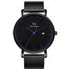 BUREI Vigor Rigger orologi da uomo slim semplice analogico al quarzo grande quadrante calendario in acciaio inox maglia