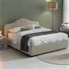 Talamo Italia - Letto matrimoniale Anika, Letto fisso con rivestimento e testata in tessuto, 100% Made in Italy, adatto per materasso Cm 160x190, Beige