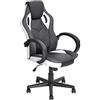 BAKAJI Sedia Gaming Poltrona da Ufficio Direzionale Ruote Girevole Sportiva Racer Direzionale Office Racing Presidenziale Casa Studio Sedia Da Scrivania Uffici Altezza Regolabile (Bianco)