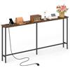 Liink1Ga Tavolo Consolle Sottile, 160 cm di Larghezza, Con Presa, per Corridoio, Ingresso, Veranda, Balcone, Soggiorno, Colore Marrone e Nero, 160 x 20 x 80 cm
