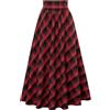 SCARLET DARKNESS Gonna rinascimentale da donna vintage medievale scozzese maxi gonna elastica a vita alta svasata gonna svasata, Plaid rosso., L