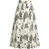 Belle Poque Gonna da donna con fiori vintage, elasticizzata, a vita alta, linea ad A, maxi gonne, Fiori neri albicocca, L