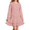 GRACE KARIN Set di Abbigliamento per Ragazze Cardigan Autunnale Manica Lunga Gonna in Maglia fine Ragazze Elegante Abito Autunnale 5-6 Anni/Rosa -2