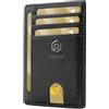 PIRNA Portafoglio Uomo Slim - Piccolo Portafoglio Sottile Uomo RFID - Porta Carte di Credito con Taschina per Soldi e Confezione Regalo, Mini Portafogli Uomo e Donna, Card Holder Wallet - Slim Saffiano Nero