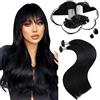 Moresoo Extension Capelli Veri Cheratina Nero Remy Lisci Cheratina per Extension Capelli Veri Umani Nero Jet #1 60 cm 50g 50 Ciocche