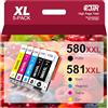CJTR Cartucce per Stampante PGI-580 CLI-581 XXL/Compatibili per Cartucce Canon 580 581 Multipack/per TR8550 TR7550 TR7500 TS705 TS6350 TS6150 TS9550 TS6250 TS8250 TR8500 TS6151 TS8150 TS8251