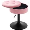 WOLTU Sgabello da Trucco Girevole, Sgabello Regolabile in Altezza, Sedia da Bar Rotondo con Contenitore, Sedile in Velluto, Base in Metallo, per Cucina, Soggiorno, Rosa, BH329rs-1