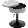 WOLTU Sgabello da Trucco Girevole, Sgabello Regolabile in Altezza, Sedia da Bar Rotondo con Contenitore, Sedile in Velluto, Base in Metallo, per Cucina, Soggiorno, Grigio Chiaro, BH329hgr-1